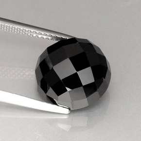 Spinello naturale nero da 9,46 ct, taglio rotondo, opaco