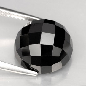 Spinello naturale nero da 9,16 ct, taglio rotondo, opaco