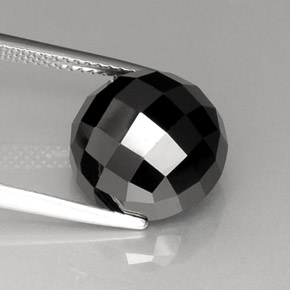 Spinello naturale nero da 9,44 ct, taglio rotondo, opaco