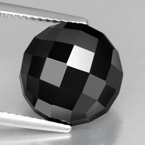 Spinello naturale nero da 8,76 ct, taglio rotondo, opaco