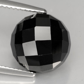 Spinello naturale nero da 9,09 ct, taglio rotondo, opaco