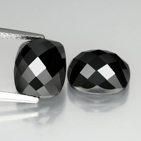 Spinello naturale nero da 8,11 ct, taglio a cuscino, opaco