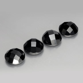 Spinello naturale nero da 14,07 ct, taglio rotondo, opaco