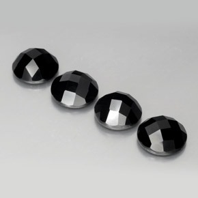 Spinello naturale nero da 13,66 ct, taglio rotondo, opaco