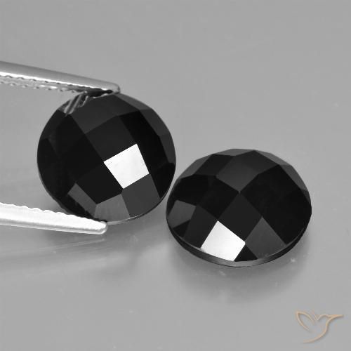 8.24ctw Naturale Nero Spinello, Rotondo, Opaco