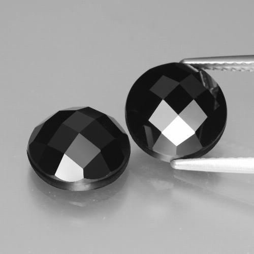 Spinello naturale nero da 7,77 ct, taglio rotondo, opaco