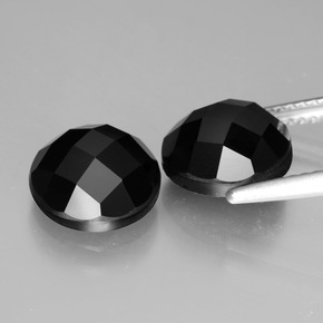 Spinello naturale nero da 7,77 ct, taglio rotondo, opaco