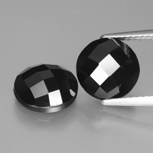 Spinello naturale nero da 6,40 ct, taglio rotondo, opaco
