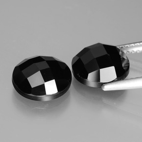 Spinello naturale nero da 6,40 ct, taglio rotondo, opaco