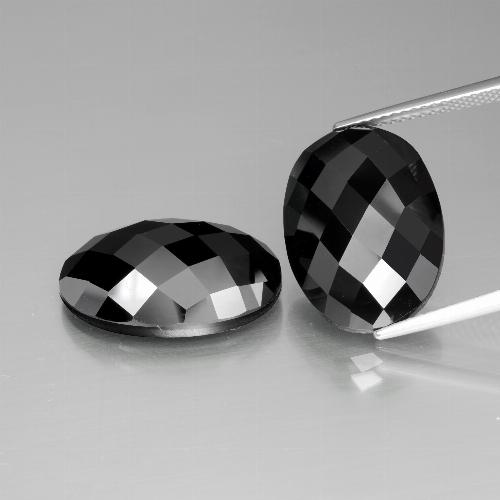 Gemme di Spinello Nero naturale da 26.23 ct, Taglio ovale, Opaco