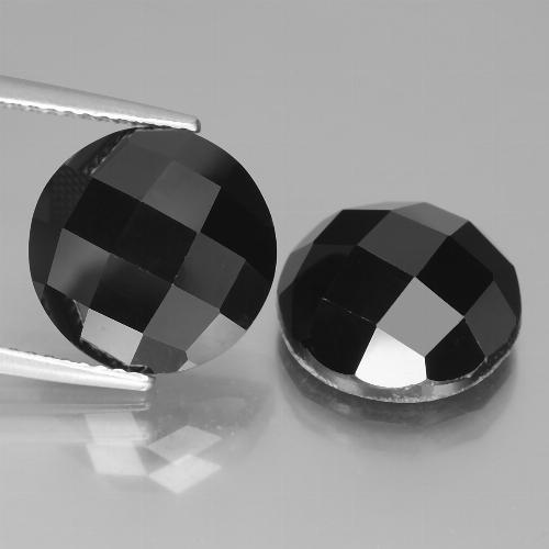 Spinello naturale nero da 14,20 ct, taglio rotondo, opaco
