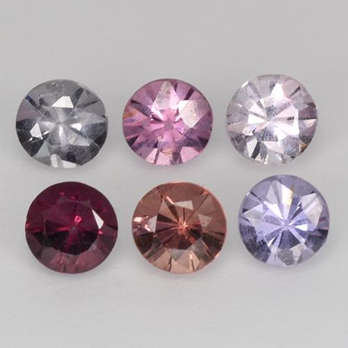 Spinello naturale multicolore da 0,93 ct, taglio rotondo, VS