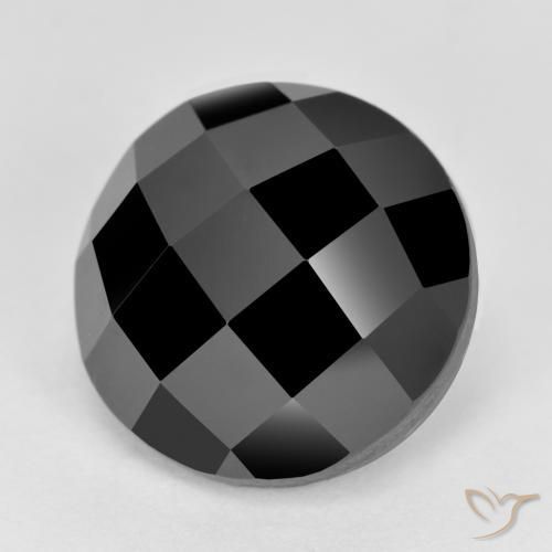 Spinello naturale nero da 6,87 ct, taglio rotondo, opaco
