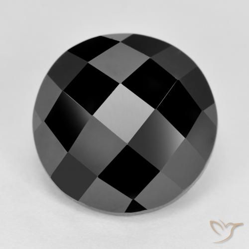 Spinello naturale nero da 6,87 ct, taglio rotondo, opaco