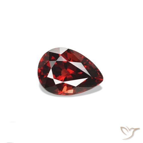 Spinello Rosso scuro naturale da 0.59 ct, Forma a pera, VVS