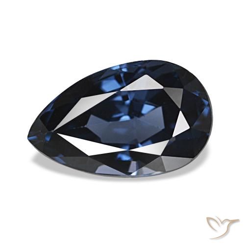Spinello Blu scuro naturale da 2.11 ct, Forma a pera, VVS