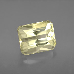 Spodumene naturale giallo da 5,34 ct, taglio smeraldo, VVS-VS