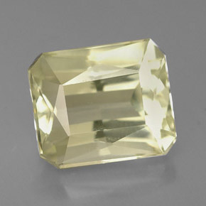 Spodumene naturale giallo da 5,79 ct, taglio smeraldo, VVS-VS