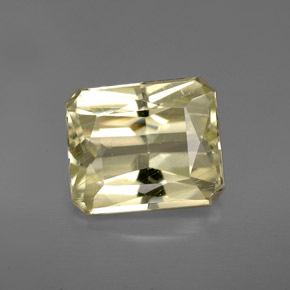 Spodumene naturale giallo da 5,10 ct, taglio smeraldo, VS