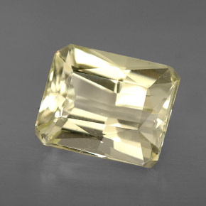 Spodumene naturale giallo da 5,90 ct, taglio smeraldo, VS