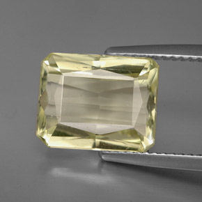 Spodumene naturale giallo da 5,33 ct, taglio smeraldo, VS