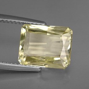 Spodumene naturale giallo da 5,33 ct, taglio smeraldo, VS