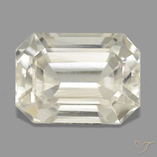 Spodumene naturale giallo da 6,86 ct, taglio smeraldo, VVS