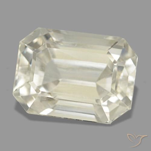 Spodumene naturale giallo da 6,86 ct, taglio smeraldo, VVS