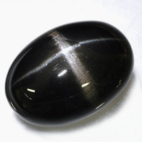 Diopside stellato naturale nero da 39,09 ct, taglio ovale, opaco
