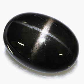 Diopside stellato naturale nero da 39,09 ct, taglio ovale, opaco