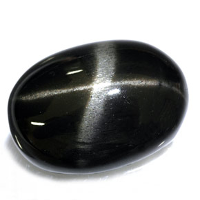 Diopside stellato naturale nero da 26,40 ct, taglio ovale, opaco