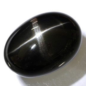 Diopside stellato naturale nero da 48,47 ct, taglio ovale, opaco