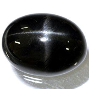 Diopside stellato naturale nero da 24,45 ct, taglio ovale, opaco