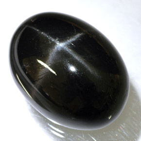 Diopside stellato naturale nero da 24,45 ct, taglio ovale, opaco