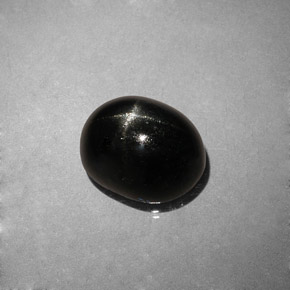 Diopside stellato naturale nero da 4,04 ct, taglio ovale, opaco