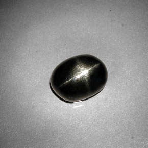 Diopside stellato naturale nero da 2,38 ct, taglio ovale, opaco
