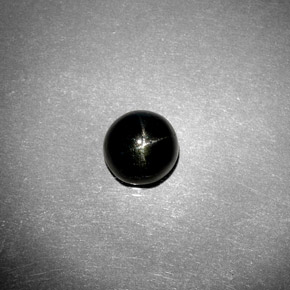 Diopside stellato naturale nero da 2,12 ct, taglio rotondo, opaco