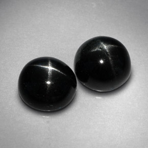 Diopside stellato naturale nero da  ct, taglio rotondo, opaco