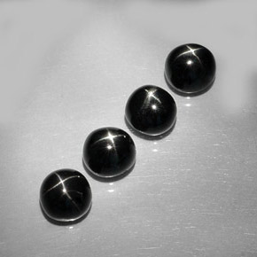 Diopside stellato naturale nero da  ct, taglio rotondo, opaco