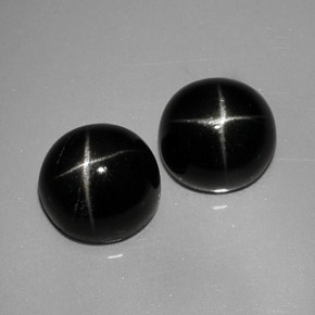 Diopside stellato naturale nero da  ct, taglio rotondo, opaco