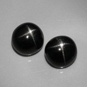 Diopside stellato naturale nero da  ct, taglio rotondo, opaco