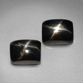 Diopside stellato naturale nero da  ct, baguette, opaco