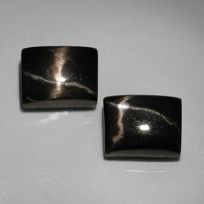 Diopside stellato naturale nero da  ct, baguette, opaco