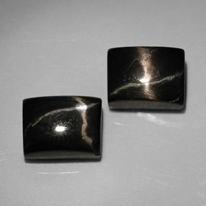 Diopside stellato naturale nero da  ct, baguette, opaco
