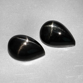 Diopside stellato naturale nero da  ct, taglio a pera, opaco