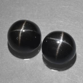 Diopside stellato naturale nero da 10,09 ct, taglio rotondo, opaco