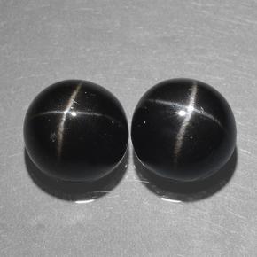 Diopside stellato naturale nero da 10,09 ct, taglio rotondo, opaco