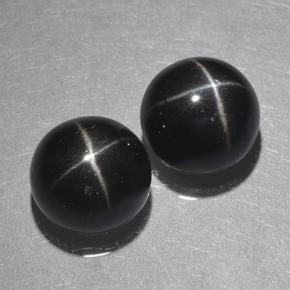 Diopside stellato naturale nero da 10,09 ct, taglio rotondo, opaco