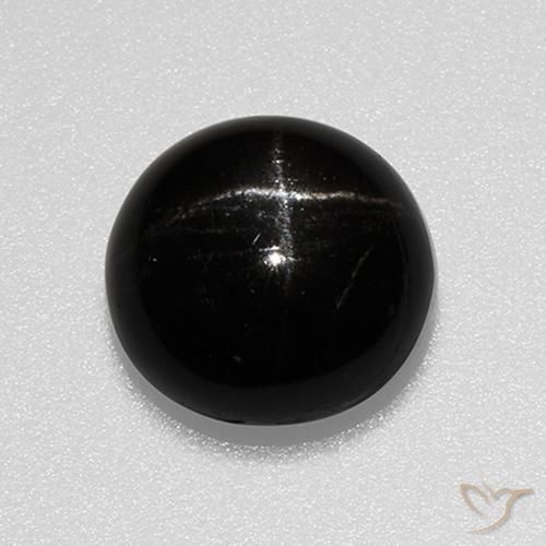 Diopside stellato naturale nero da 3,24 ct, taglio rotondo, opaco