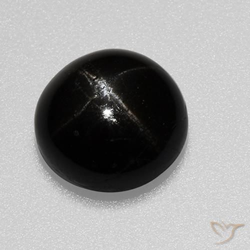 Diopside stellato naturale nero da 3,24 ct, taglio rotondo, opaco